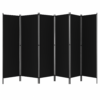 Parawan 6-częściowy czarny, ściana działowa 300x180cm