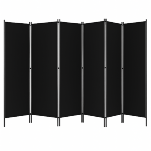 Parawan 6-częściowy czarny, ściana działowa 300x180cm