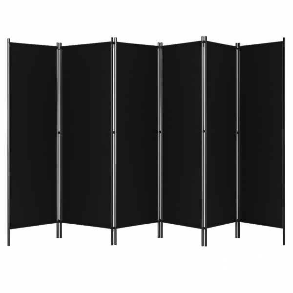 Parawan 6-częściowy czarny, ściana działowa 300x180cm