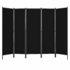 Parawan 6-częściowy czarny, ściana działowa 300x180cm