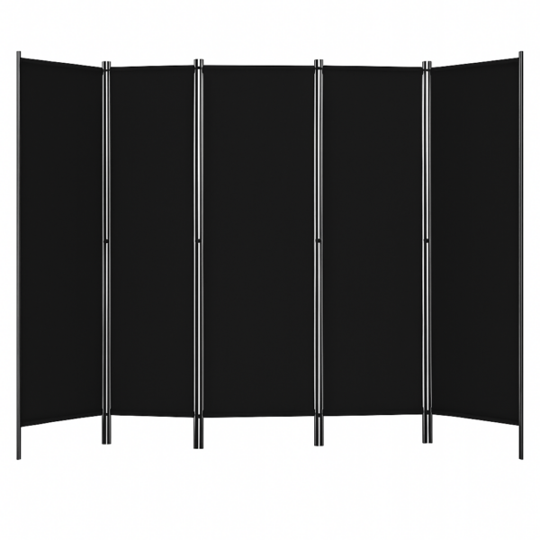 Parawan 6-częściowy czarny, ściana działowa 300x180cm