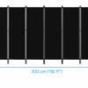 Parawan 6-częściowy czarny, ściana działowa 300x180cm