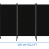 Czarny parawan 3-częściowy, ściana działowa 260x180cm