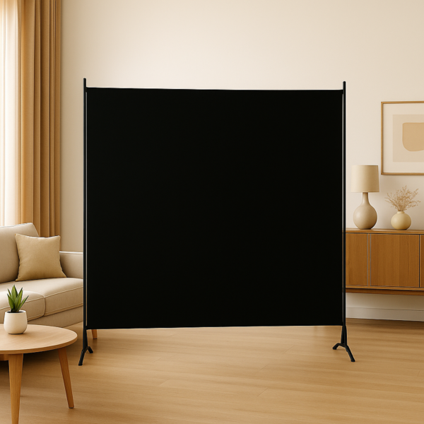 Czarny parawan jednodziałowy, 175x180 cm