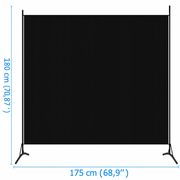 Czarny parawan jednodziałowy, 175x180 cm