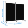 Parawan czarny 2-częściowy 175x180cm