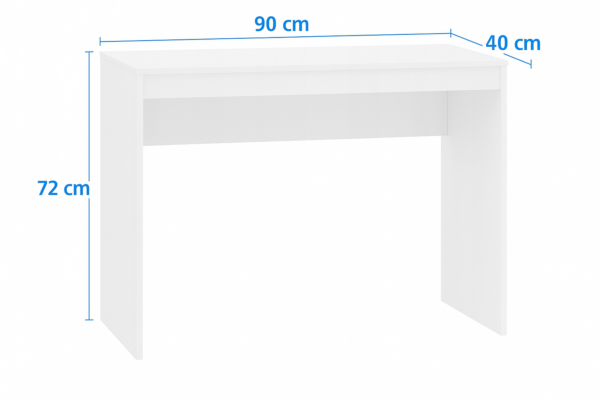 Białe biurko 90x40x72cm, z płyty meblowej