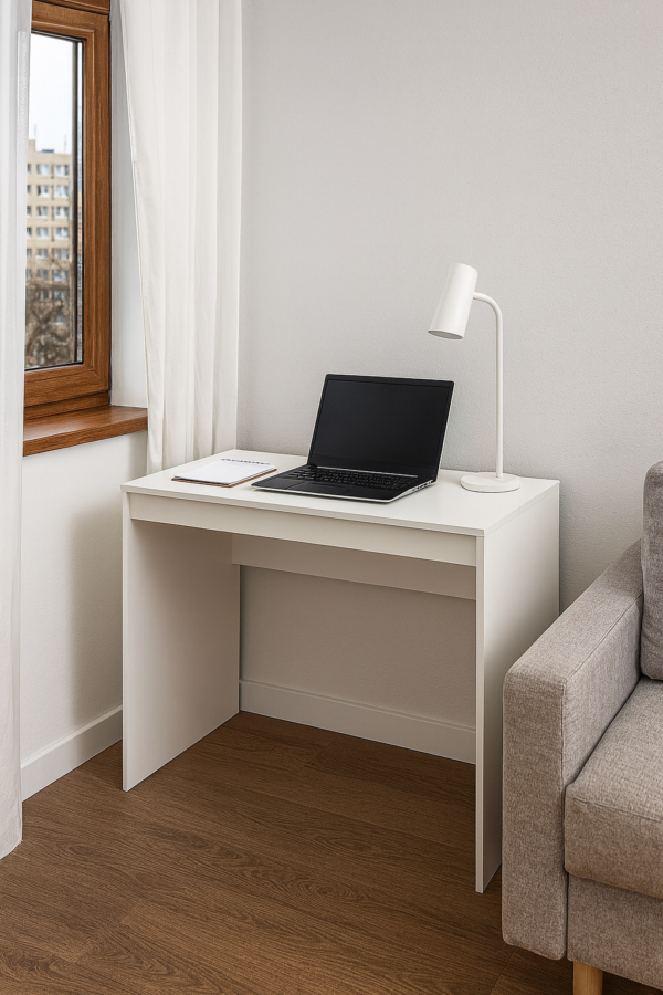 Białe biurko 90x40x72cm, z płyty meblowej