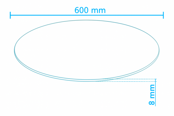 Blat szklany okrągły 600 mm, szkło hartowane