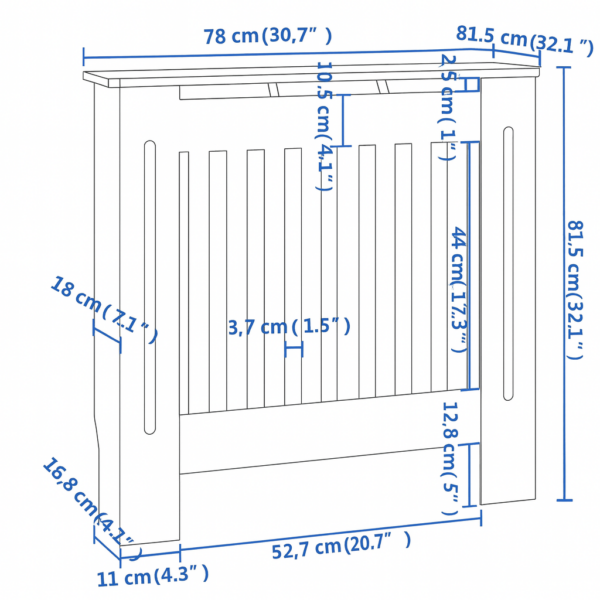 Osłona na kaloryfer 78 cm biała, maskownica MDF