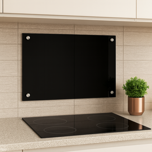 Czarny panel ochronny 70x50cm, osłona kuchenna