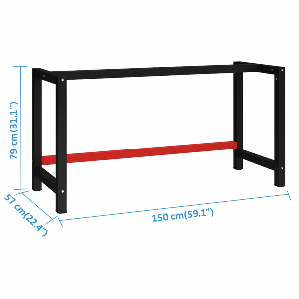 Stelaż pod blat warsztatowy 150x57x79 cm, metal