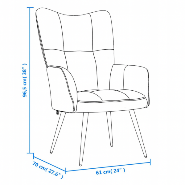 Fotel aksamitny ciemnoszary, 61x70x96,5 cm