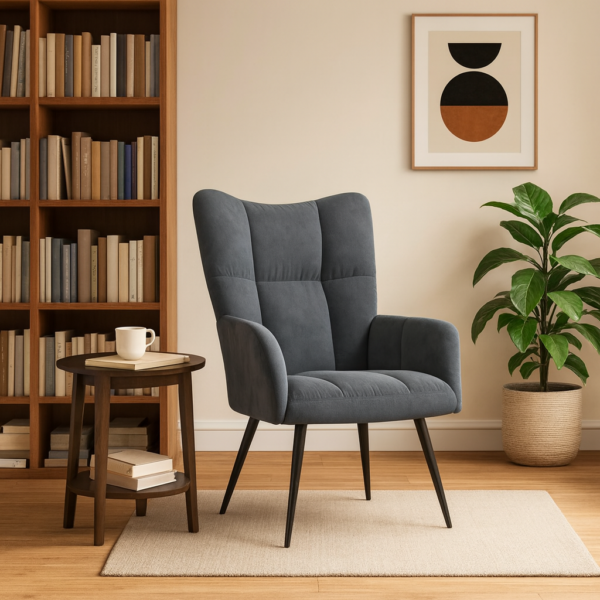 Fotel aksamitny ciemnoszary, 61x70x96,5 cm