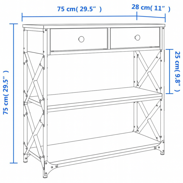 Komoda, stolik konsolowy dąb sonoma 75x28x75 cm