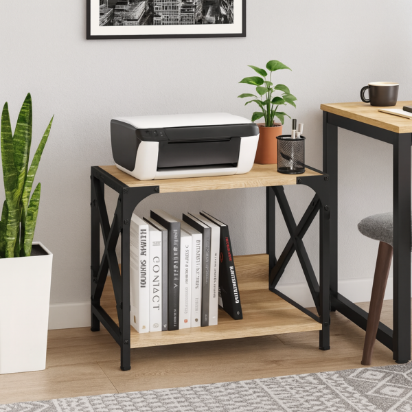 Stojak na drukarkę 2-poziomowy dąb sonoma