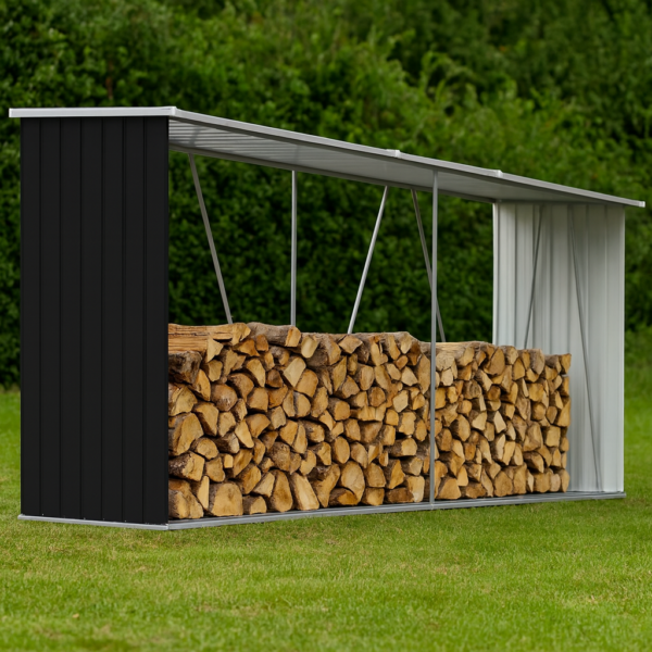 Wiata na drewno opałowe stalowa 330×84×152 cm