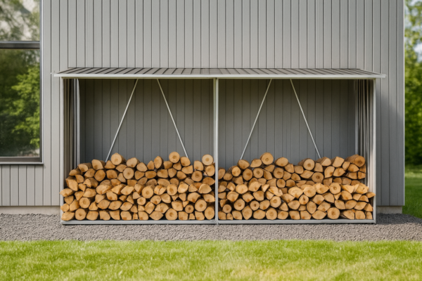 Wiata na drewno opałowe stalowa 330×84×152 cm