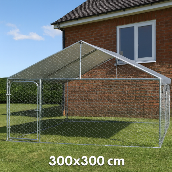 1764940193-1765200269-21026 Kojec dla psa stalowy z dachem 300×300×150 cm