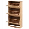 Szafka na buty, 3-komorowa, lite drewno, 55x20x104 cm