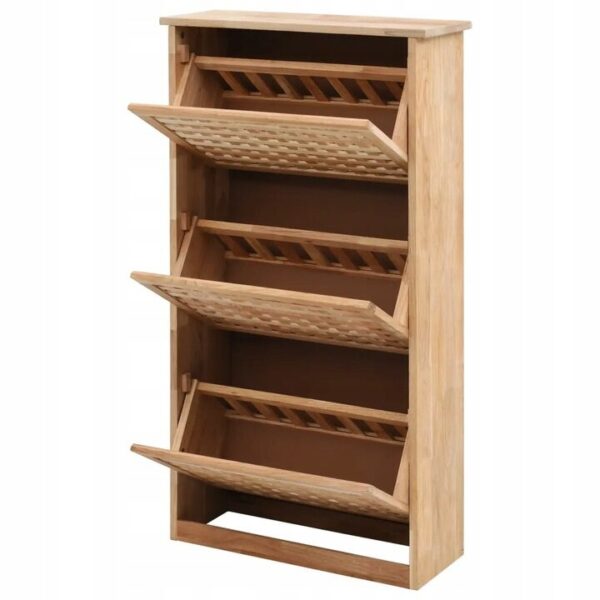 Szafka na buty, 3-komorowa, lite drewno, 55x20x104 cm