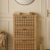 Szafka na buty, 3-komorowa, lite drewno, 55x20x104 cm